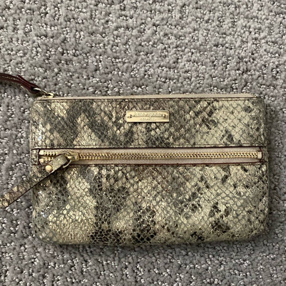 Kate Spade leather snakeskin wristlet